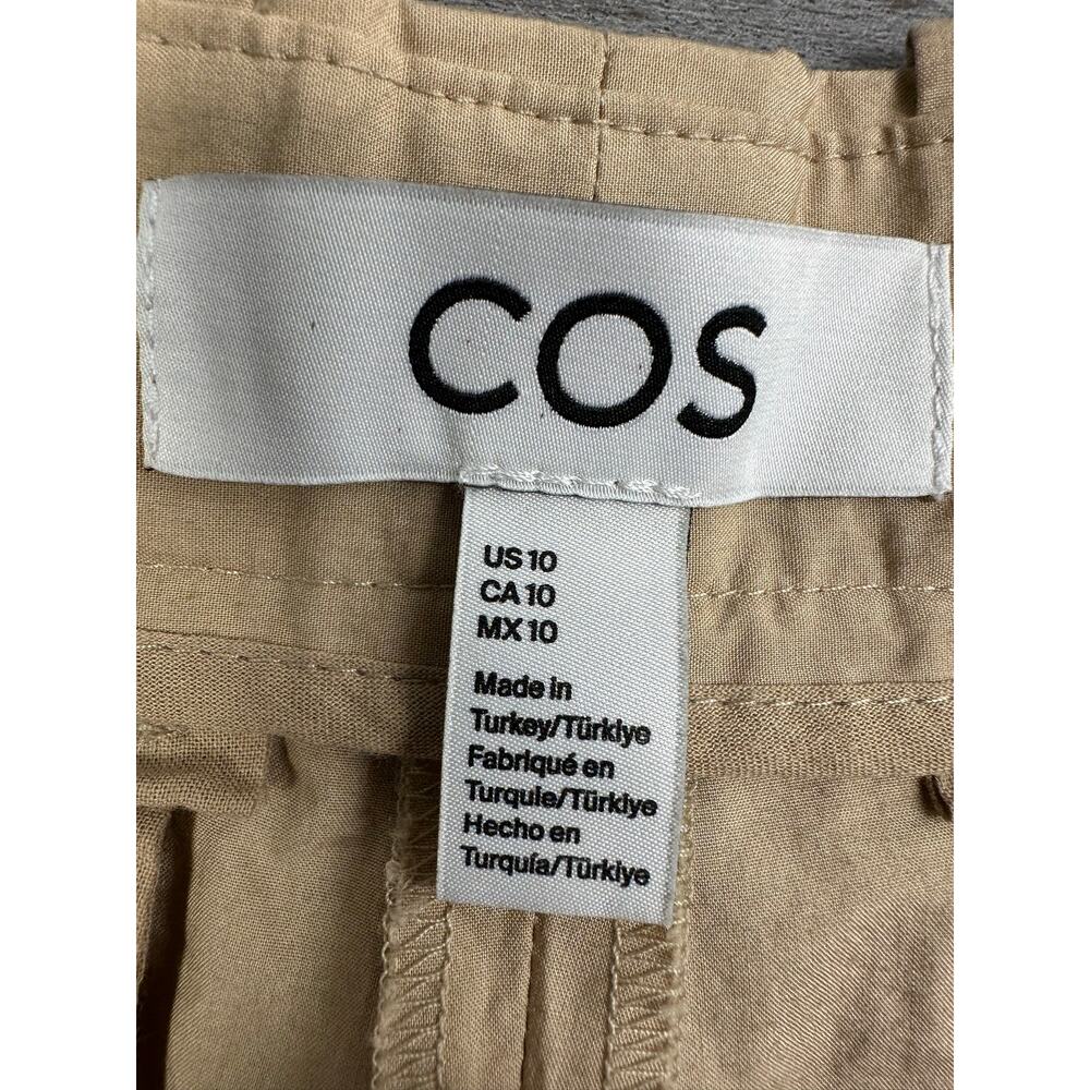 COS Asymmetric Wrap Trousers Beige 100% Pima Cotton Wide Legs 10 - Picture 5 of 12